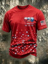 Men's Red Wine & 250 Years Of Freedom Printed Casual T-shirt