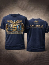 Men's Casual USA 250th Anniversary Printed Short-Sleeve T-Shirt