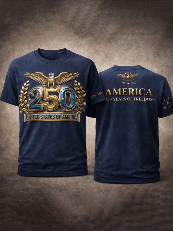 Men's Casual USA 250th Anniversary Printed Short-Sleeve T-Shirt