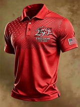 Men's Retro "Patriot" Color-Block Short-Sleeve Polo Shirt