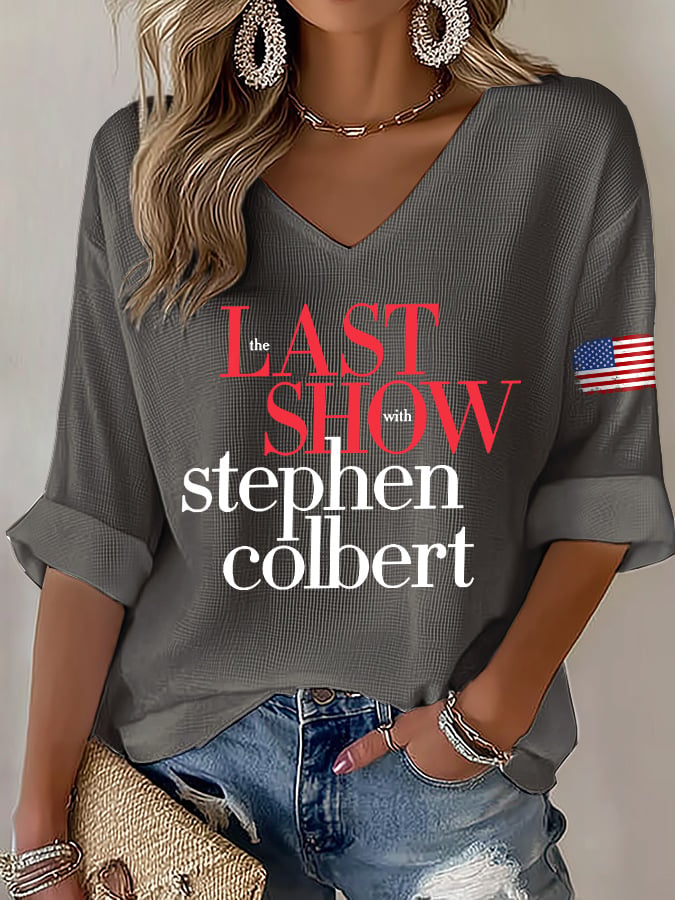 🔥Buy 3 Get 15% Off V-Neck Retro Last Show Print T-Shirt