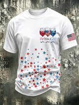 Men's Red Wine & 250 Years Of Freedom Printed Casual T-shirt