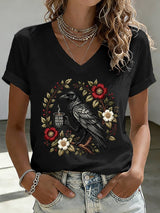 V-Neck Retro Is He Dead Yet Print T-Shirt