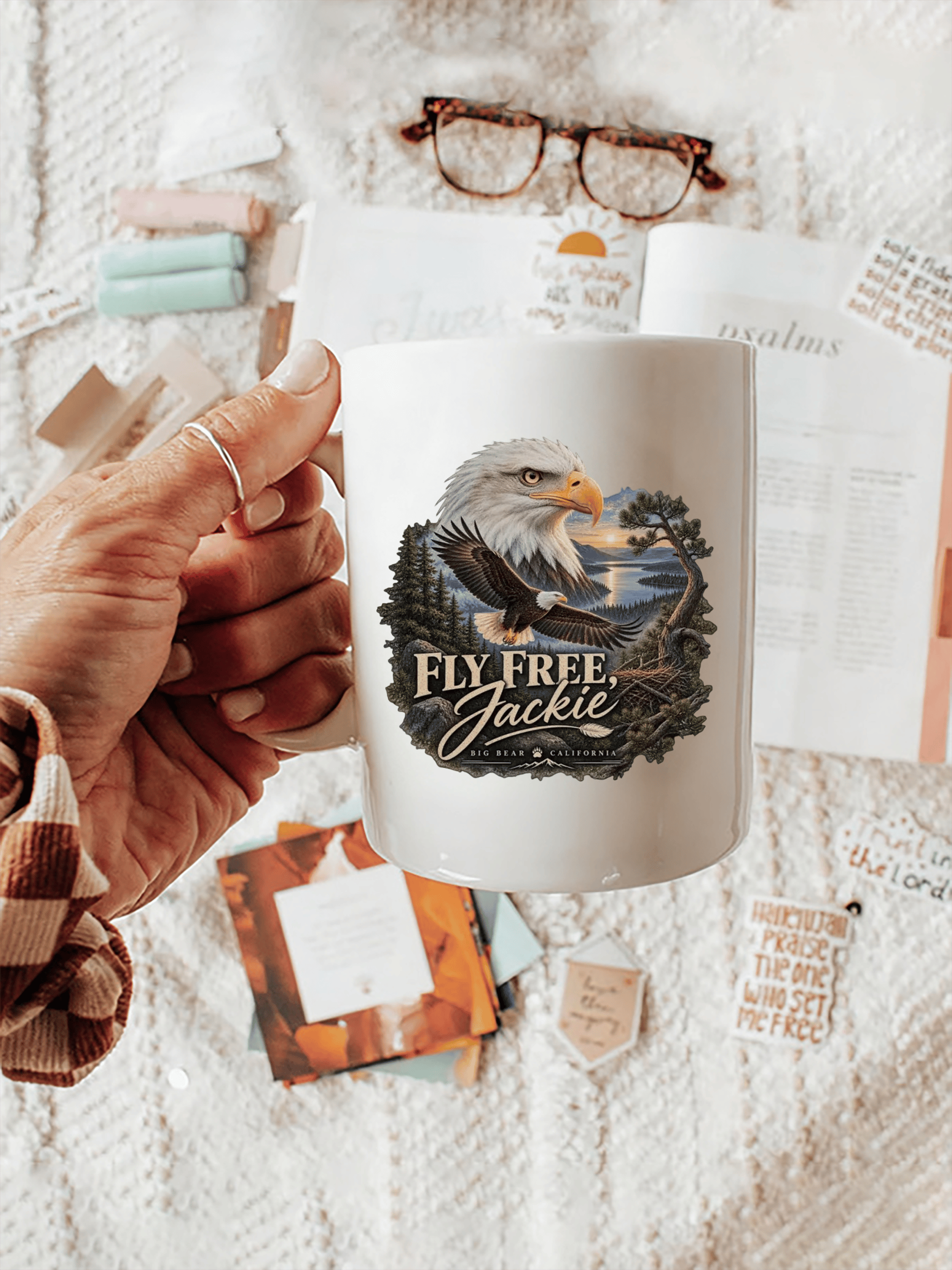 Retro Fly Free, Jackie Big Bear California Print  Mug