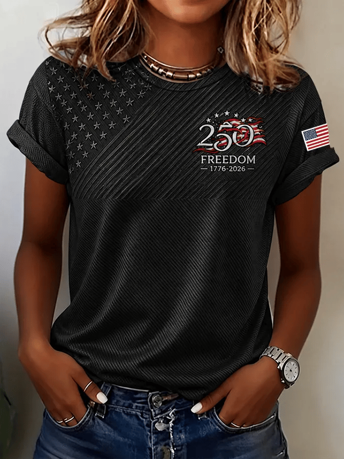 Women'S Casual Independence Day Print Top
