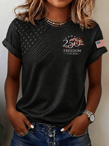 Women'S Casual Independence Day Print Top