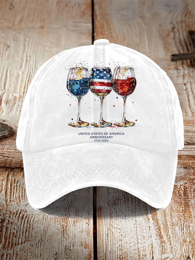 250th Anniversary Wine Glass Celebration Print Casual Hat