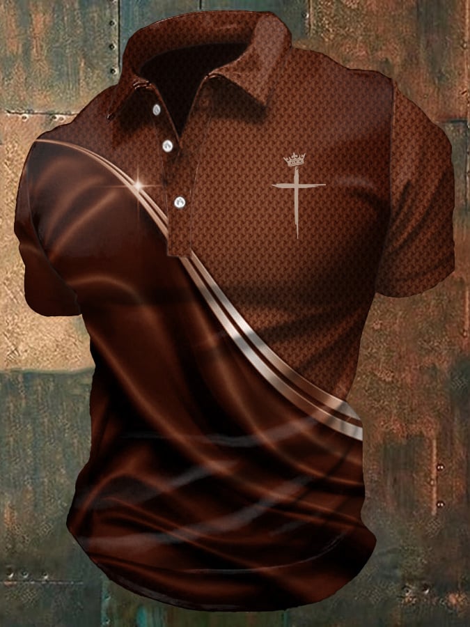Men's Casual Christian Print Polo Shirt