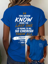 Women's Racing Legend Memorial Print Casual T-shirt