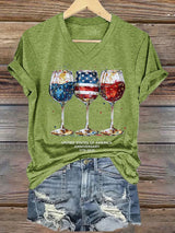 Women's 250th Anniversary Wine Glass Celebration Print T-shirt