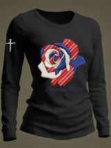 Women's Casual Heart Disease Awareness Print Long-Sleeve T-Shirt