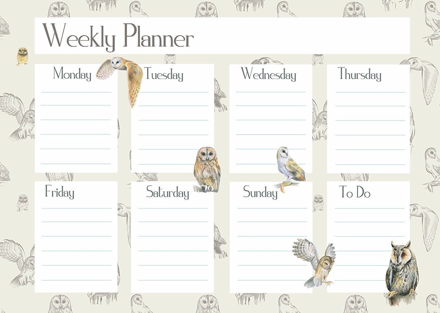 Owl Weekly Planner Pad