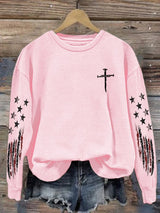 Women's casual retro flag-themed sports sweatshirt