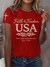 Women's 250th America Anniversary Casual Printed T-Shirt
