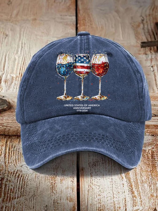 250th Anniversary Wine Glass Celebration Print Casual Hat