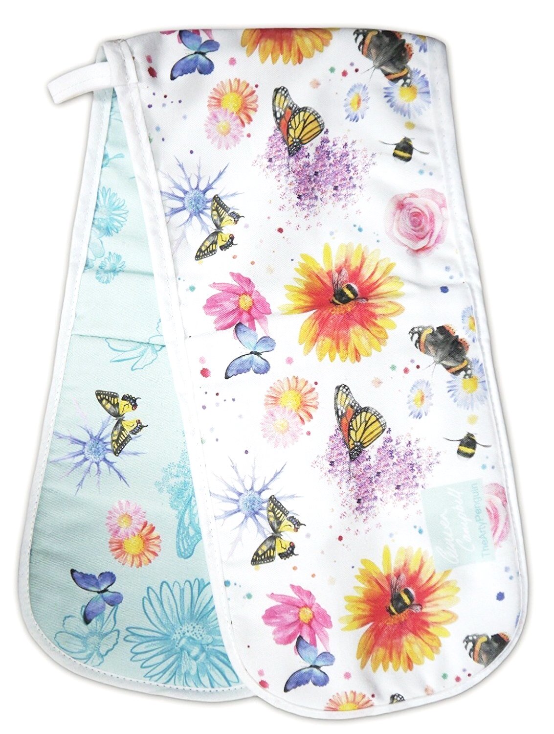 Flowers, Bees and Butterflies double Oven Gloves