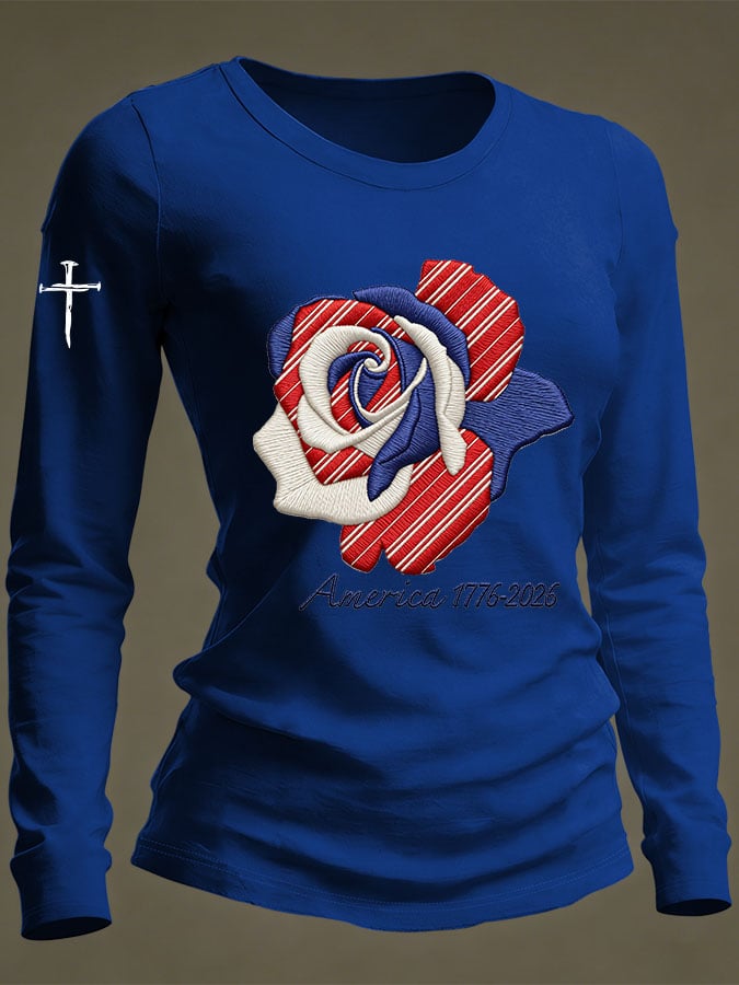 Women's Casual Heart Disease Awareness Print Long-Sleeve T-Shirt