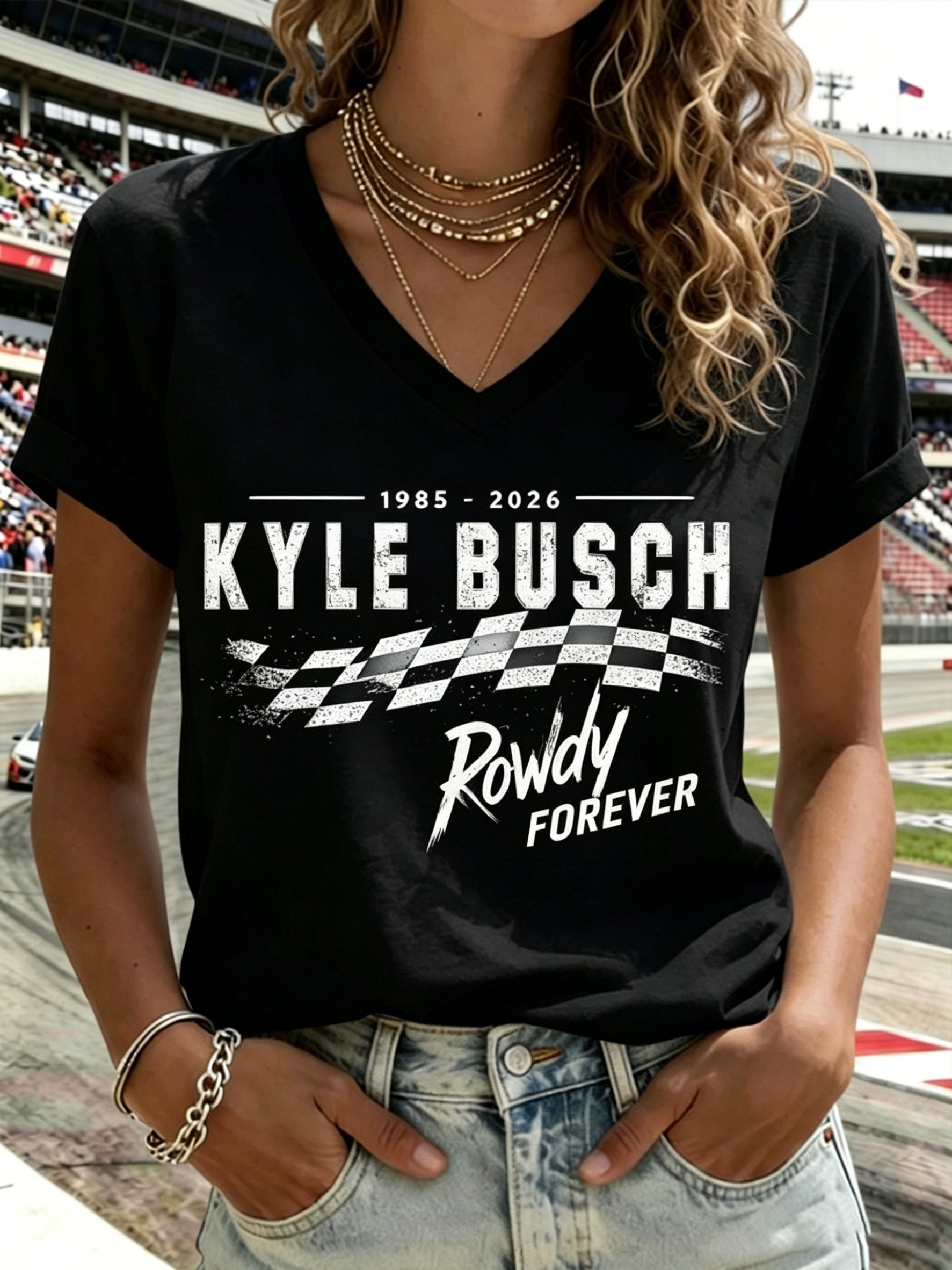 Women's Drag Racing Hero Print Casual T-shirt