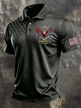 Men's Retro "Patriot" Color-Block Short-Sleeve Polo Shirt