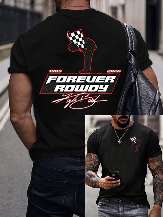 Men's Racing Is Eternal Print Round Neck T-shirt