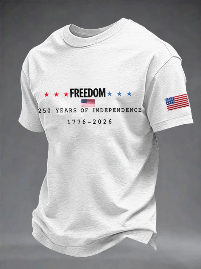 Men's 250 Years Of Independence Print Round Neck T-shirt