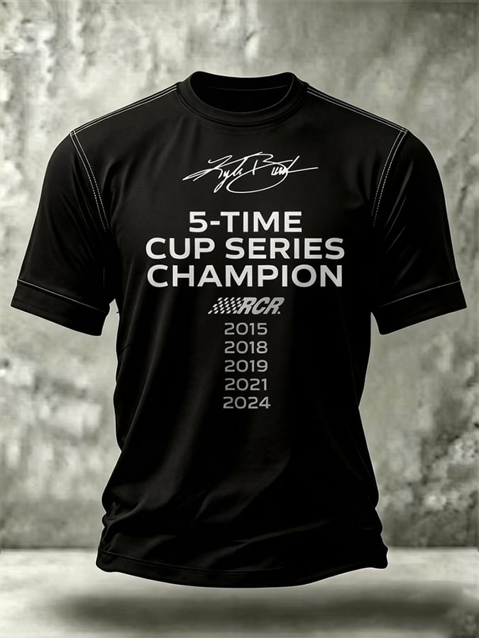Men's Racing-Themed Crew Neck Short-Sleeve Printed T-Shirt