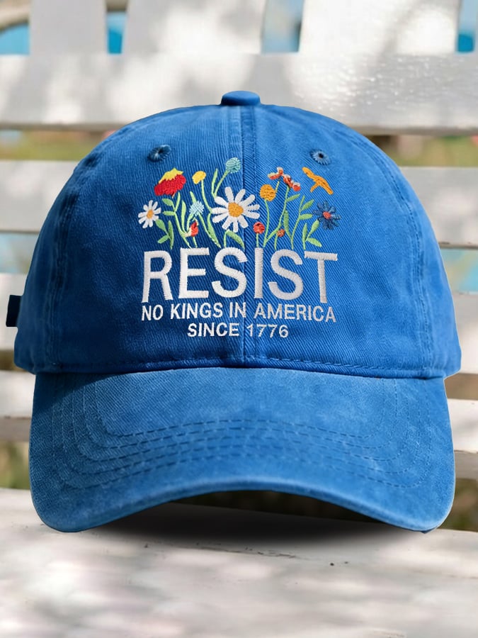 Retro Resist No Kings In America Since 1776 Print Baseball Cap