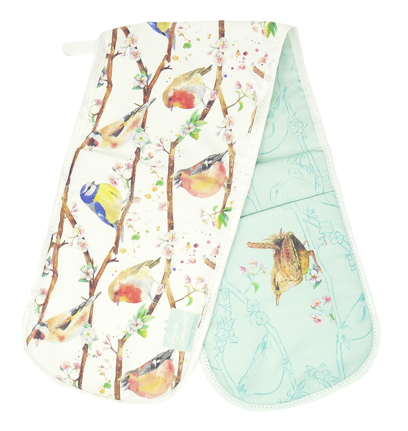 Garden birds double oven gloves.