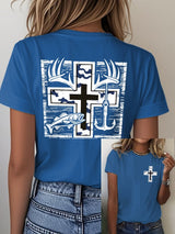 Women's Retro Faith Fishing Hunting Print T-Shirt