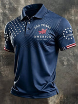 Men's Retro "Patriot" Color-Block Short-Sleeve Polo Shirt