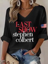 🔥Buy 3 Get 15% Off V-Neck Retro Last Show Print T-Shirt