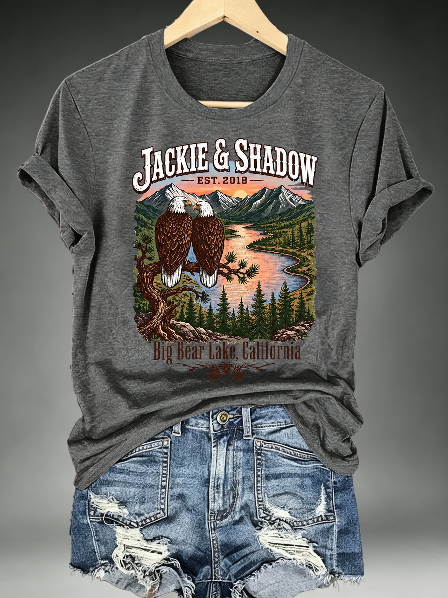 Women's JACKIE & SHADOW Print Crew-Neck T-Shirt