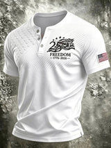 Men's Vintage Independence Day Patriot Henley T-Shirt