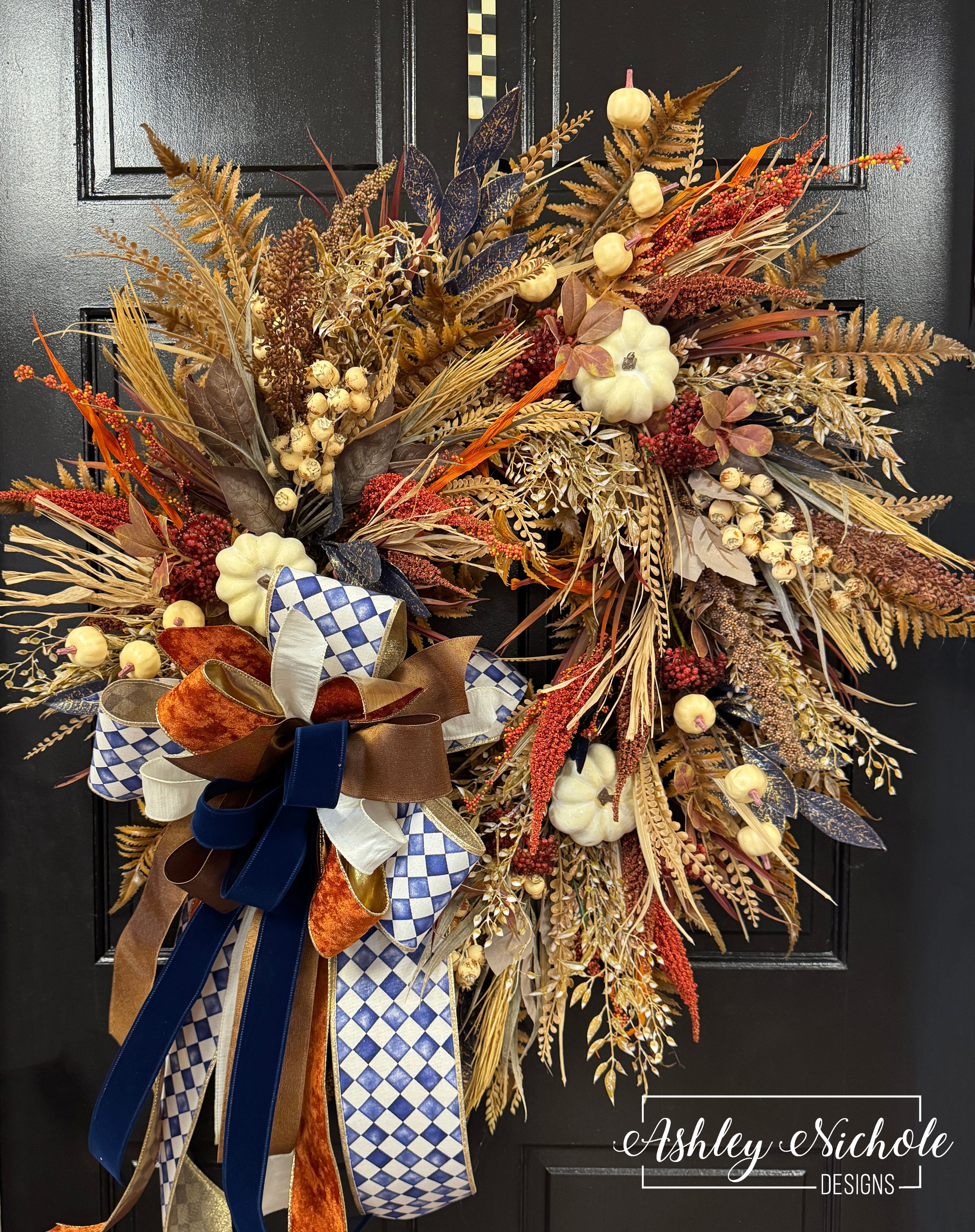 Blue Ribbon Harvest Wreath