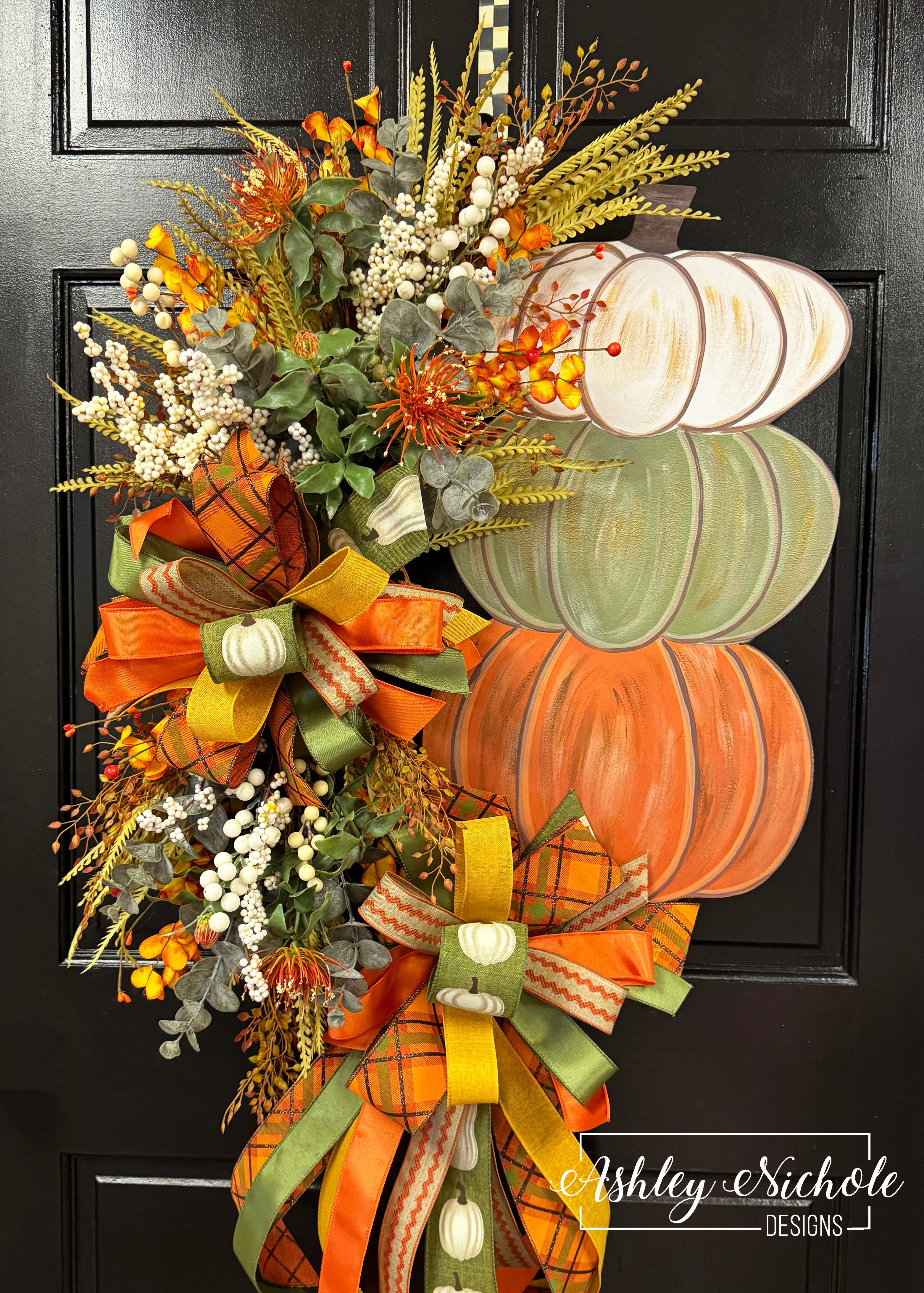 Cool Tones Autumn Pumpkin Stack Wreath