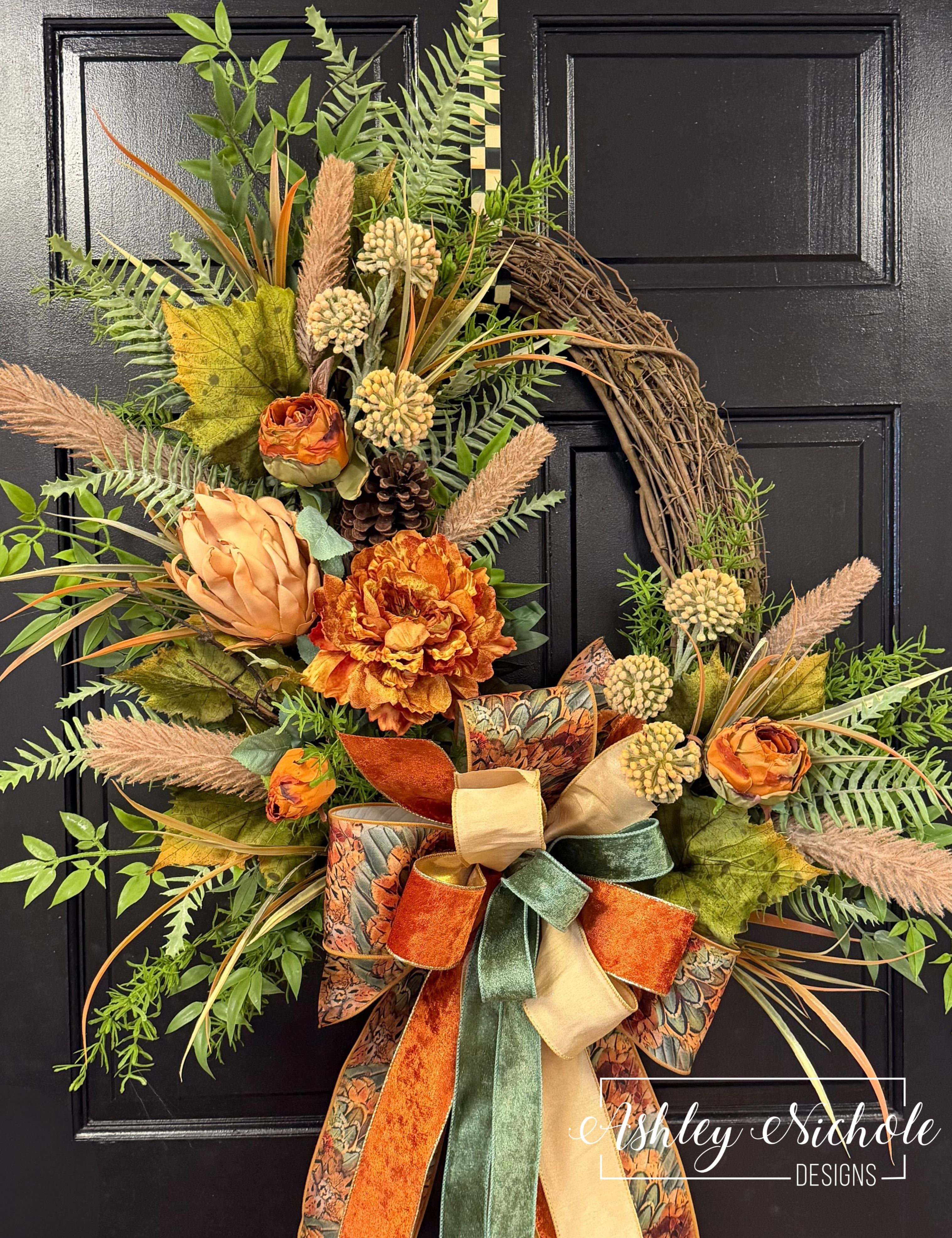Copper Velvet Woodland Charm Wreath