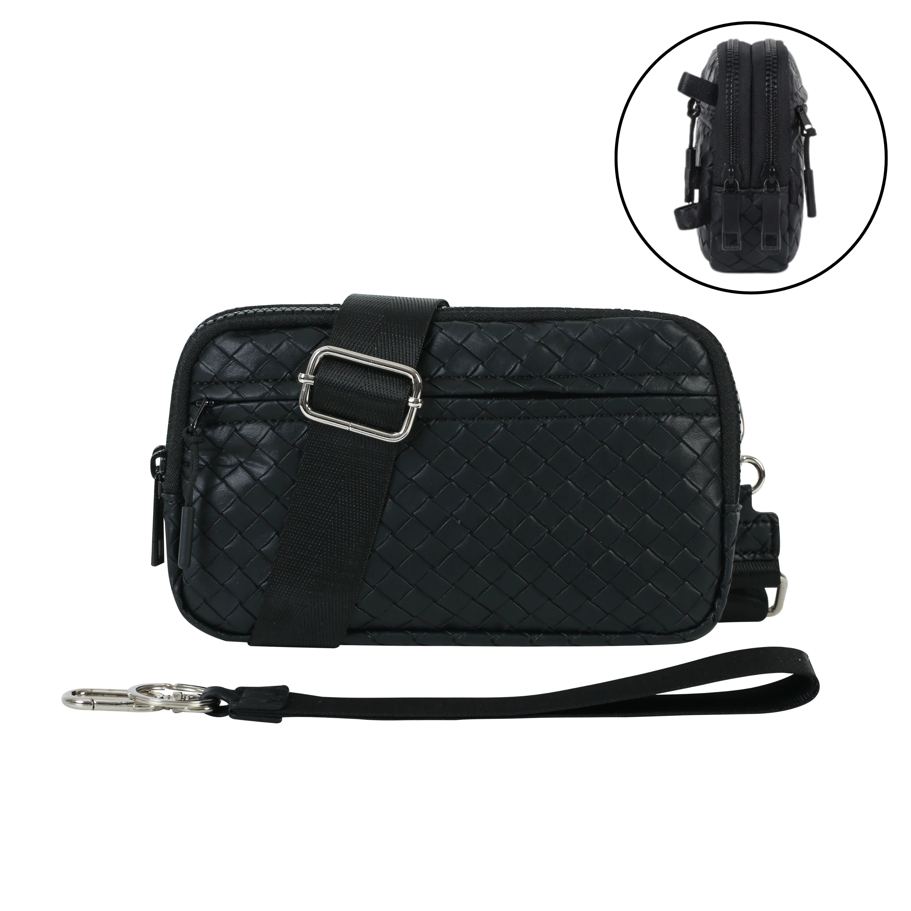 Statshy – Woven Leather Crossbody Wallet