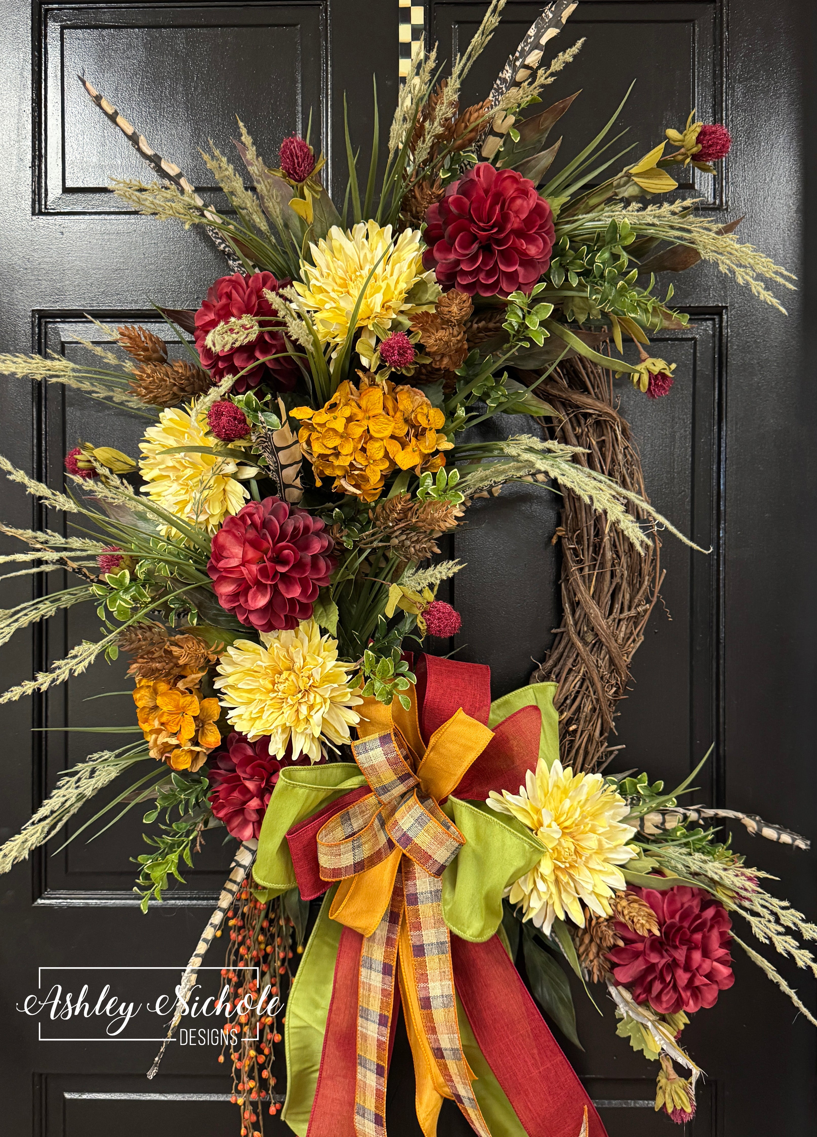Feathers & Florals Fall Oval Wreath