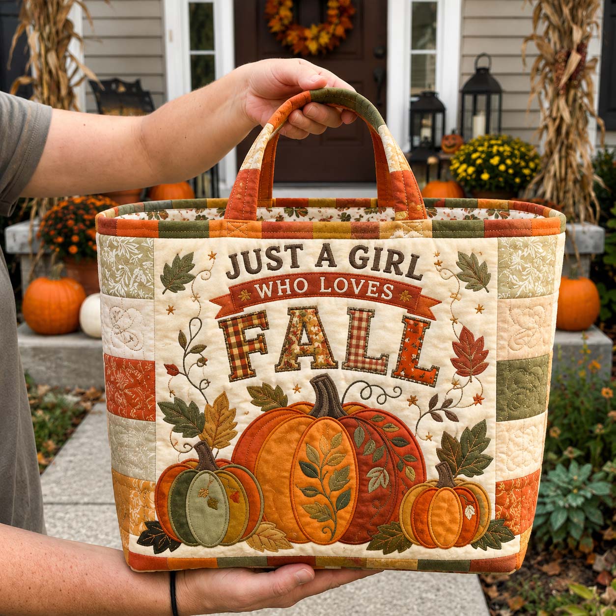 Girl Loves Fall Quilted Storage Basket GDTONTD1613