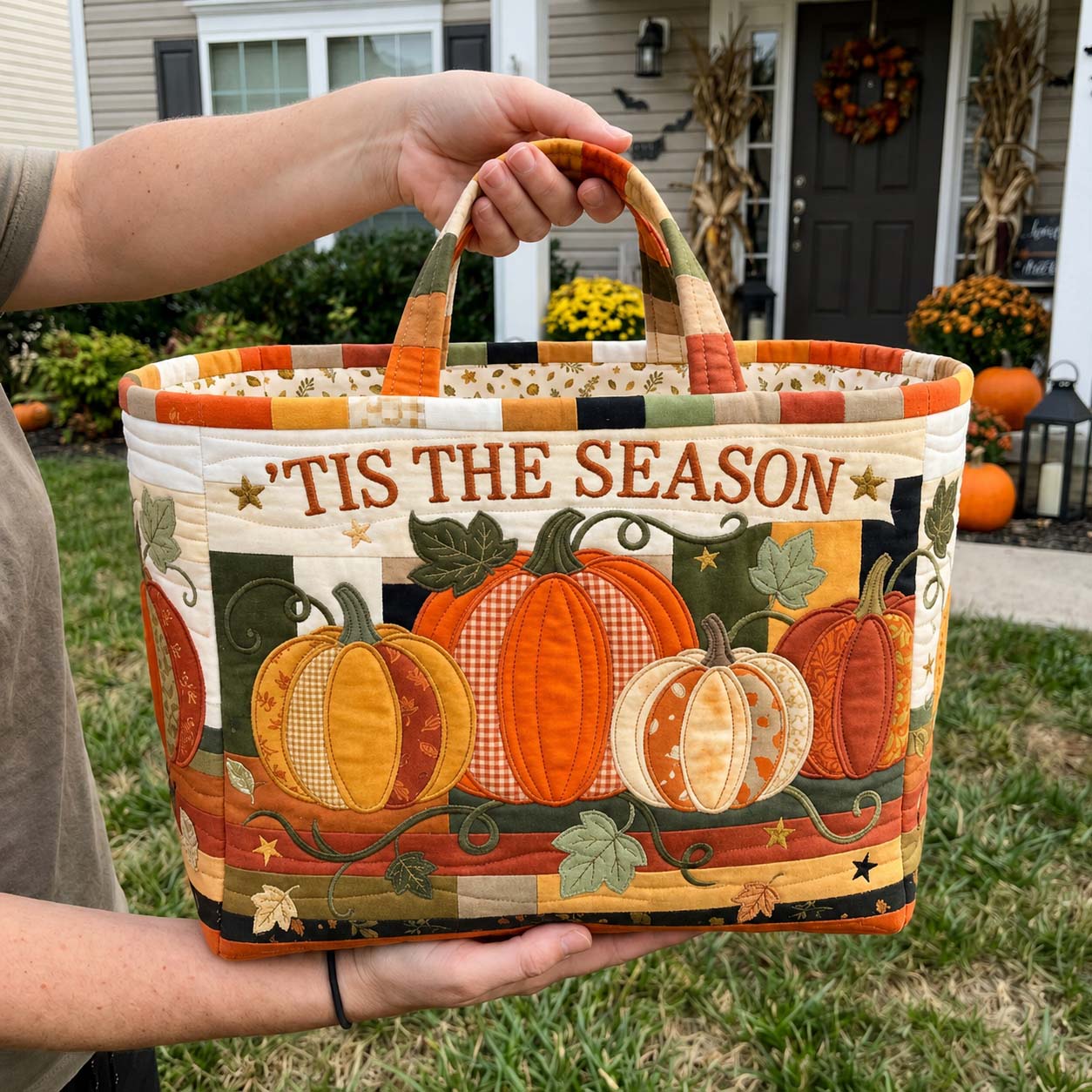 Tis Harvest Season Quilted Storage Basket GDTONTD1614