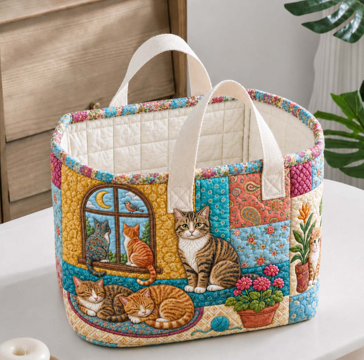 Sunrise Window Gathering Quilted Storage Basket GDTONTD1637