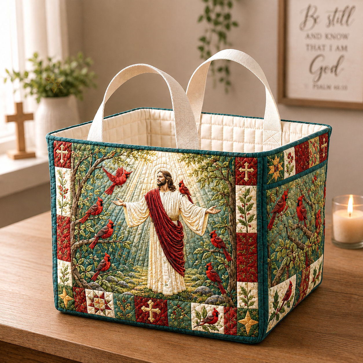Surrounded By His Grace Quilted Storage Basket GFTOHNL1937 C3