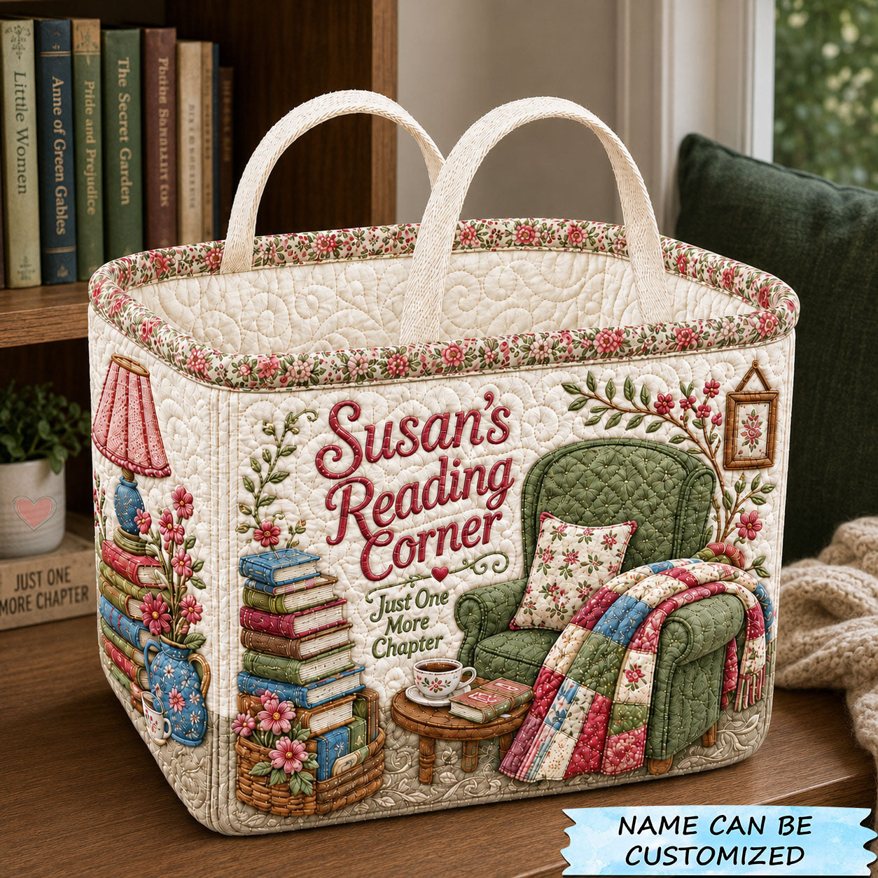 Cozy Reading Corner Quilted Storage Basket QTCUZ GFTOHNL2177