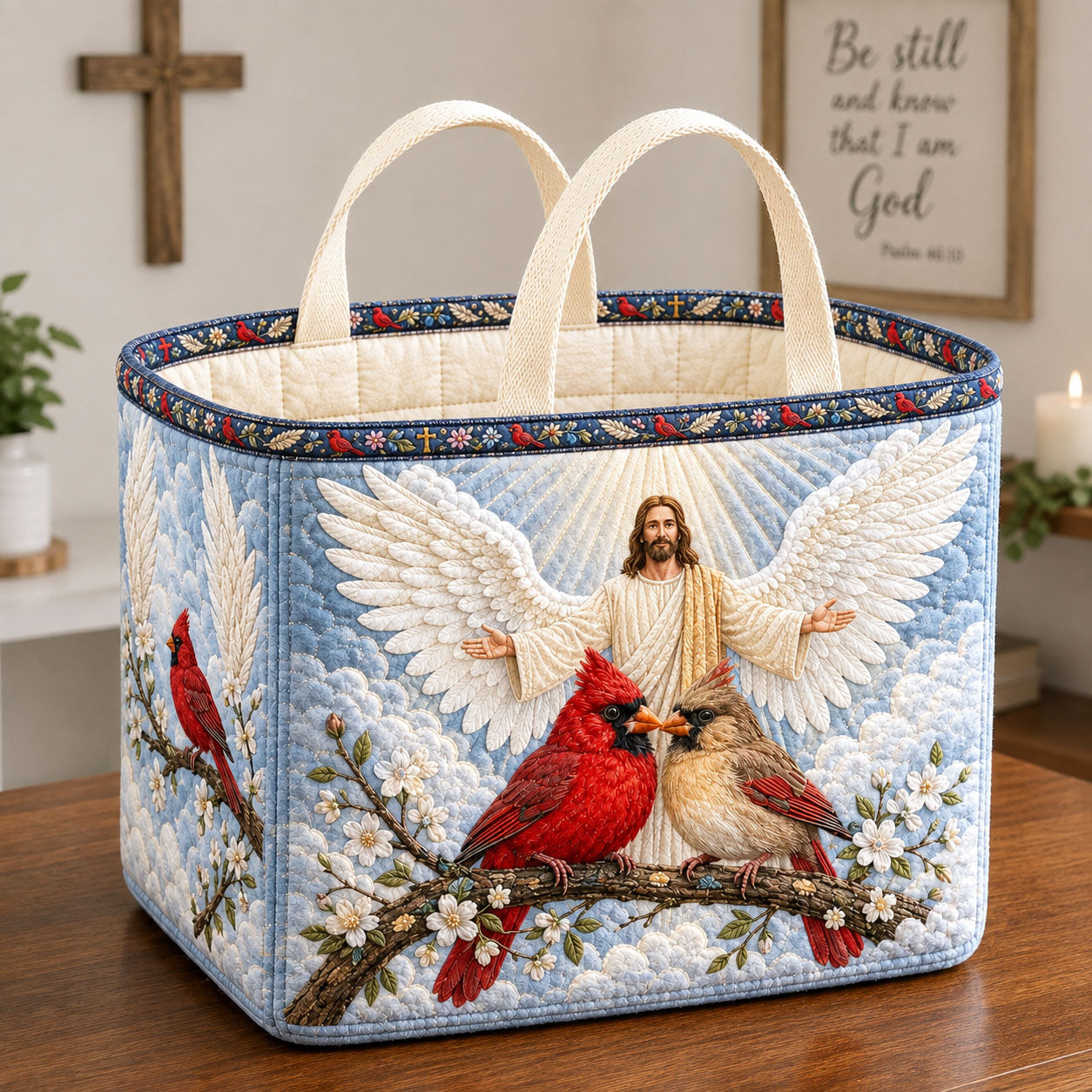 Cardinal Strength And Resilience Faith Quilted Storage Basket GFTOHNL2532