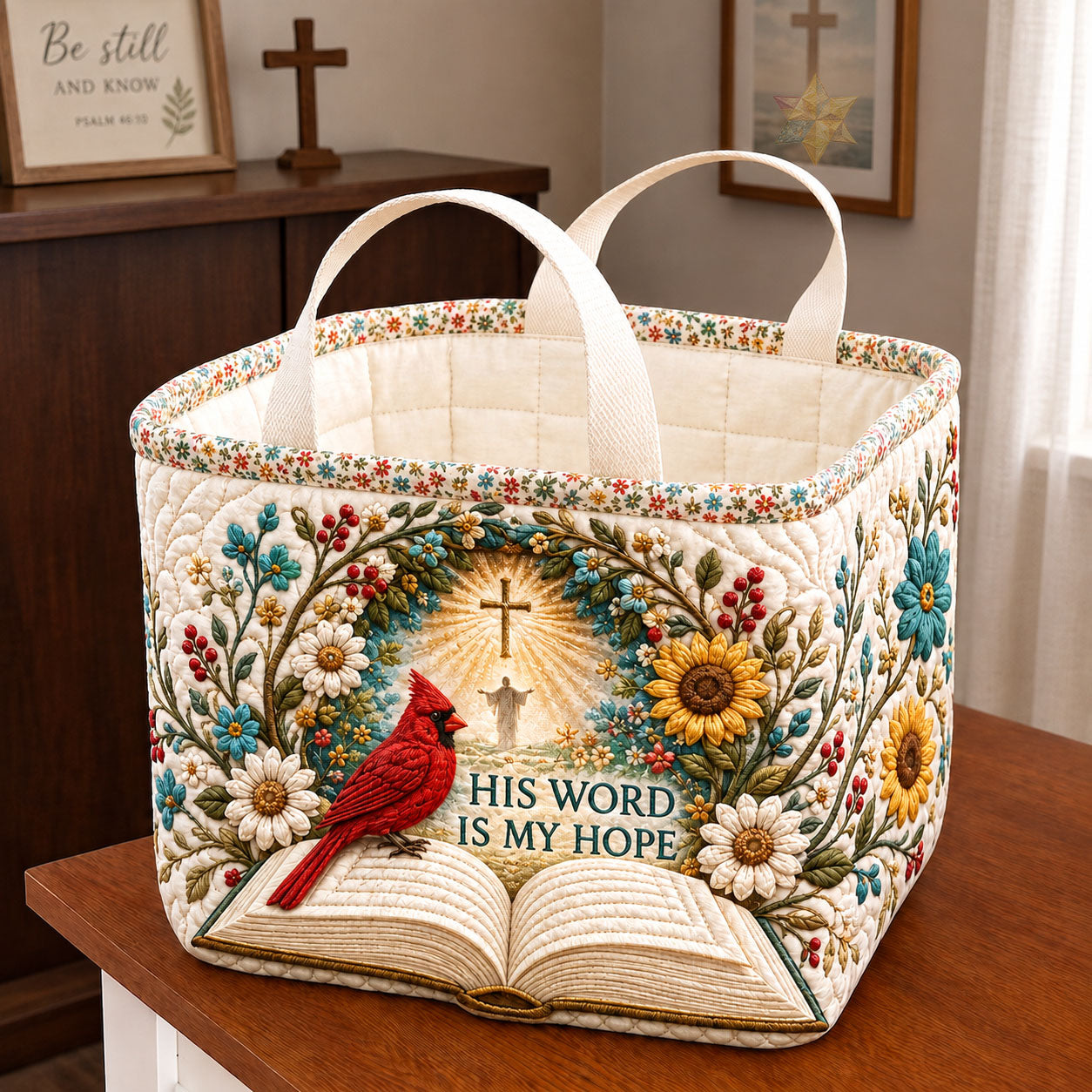 His Word Is My Hope Quilted Storage Basket GFTOHNL2756