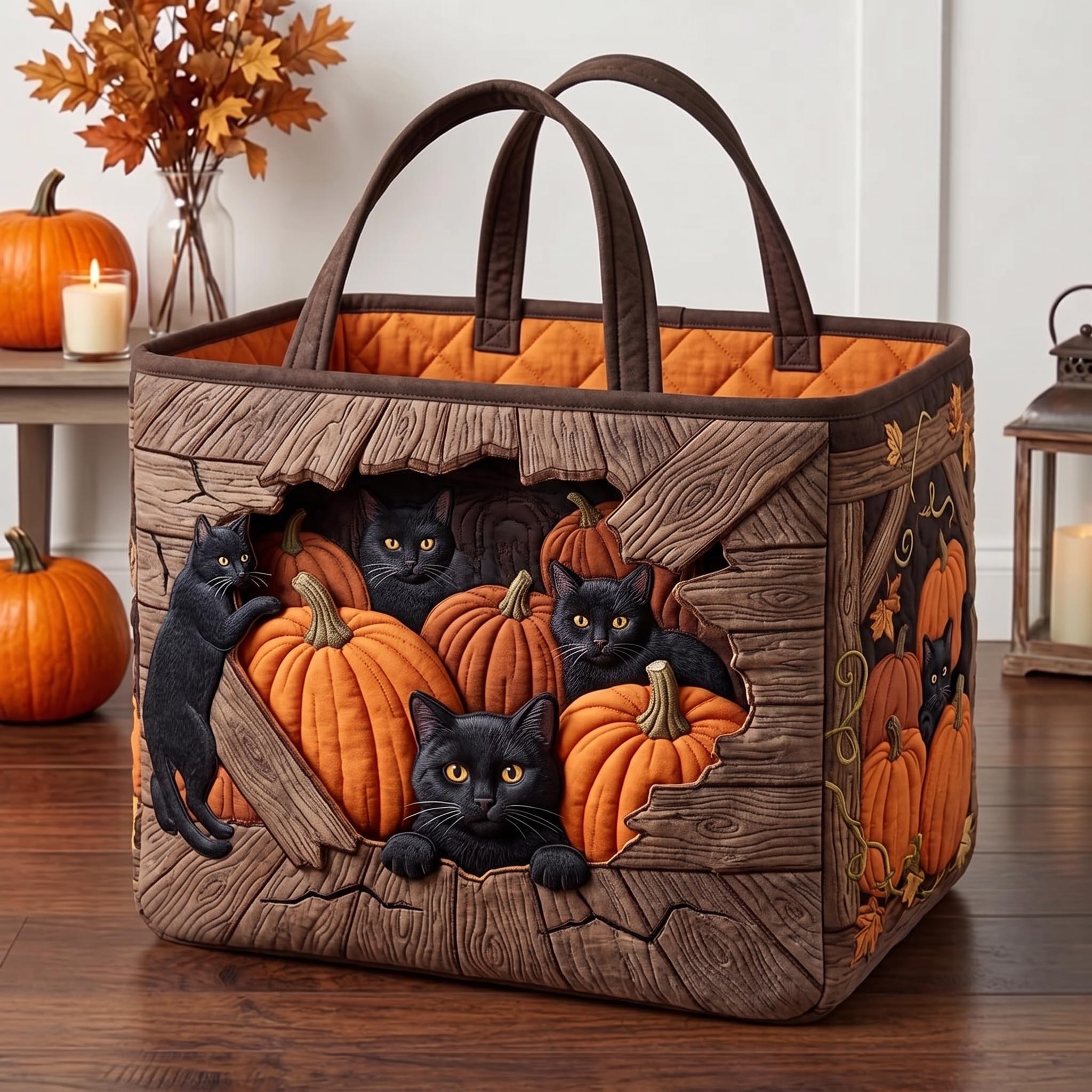 Pumpkin Cat Quilted Storage Basket GFTOMA13312