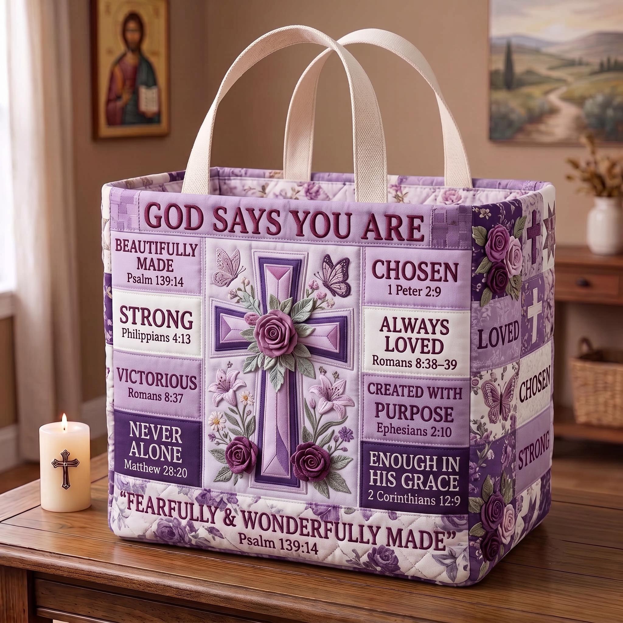 Chosen Faith Quilted Storage Basket GFTOMA13385