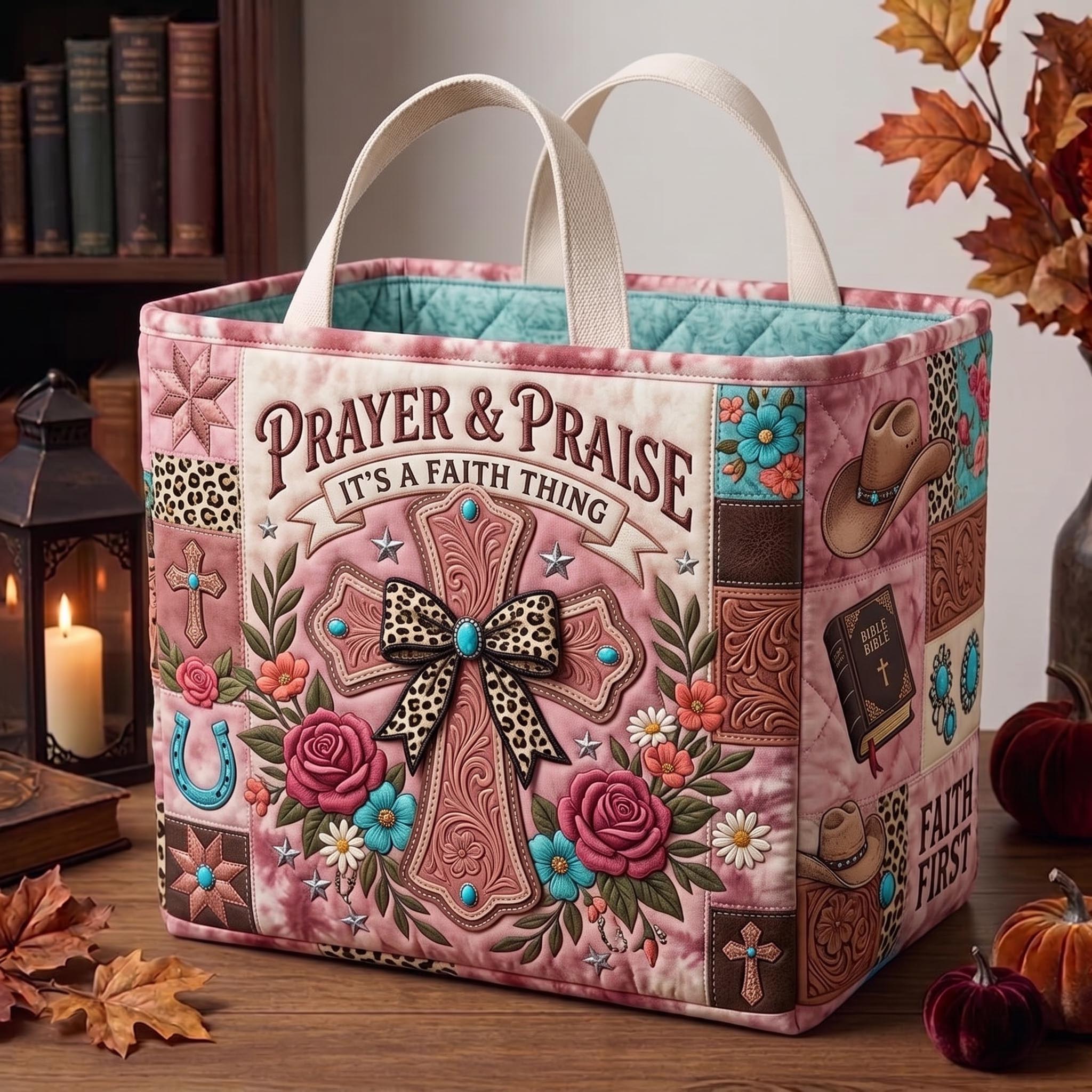 Prayer And Praise Quilted Storage Basket GFTOMA13445