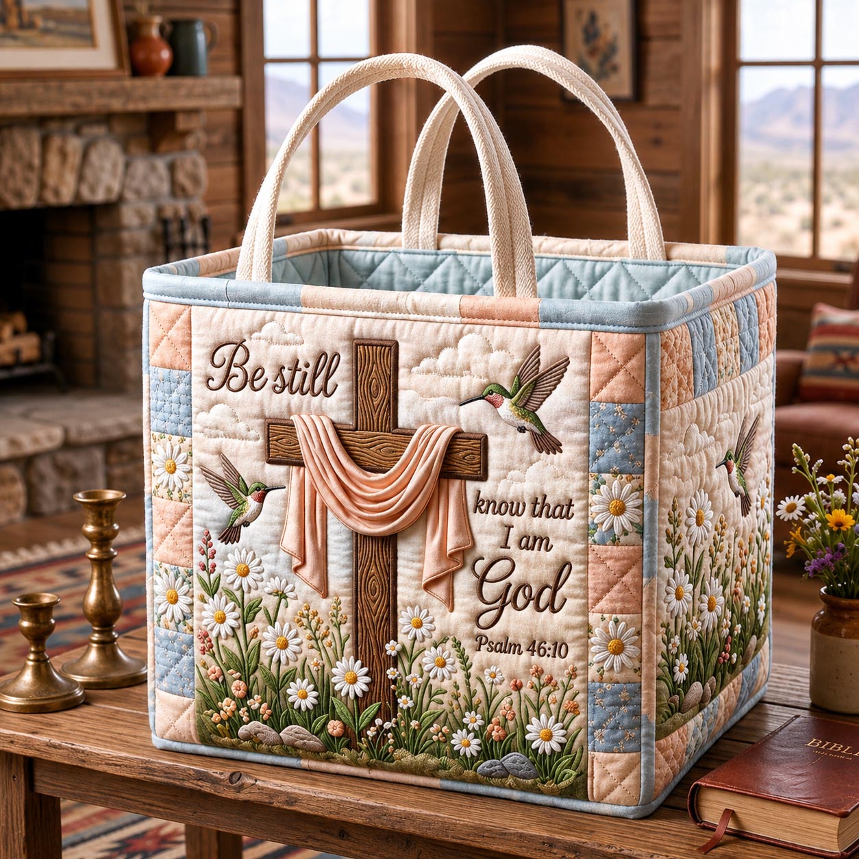 Know That I Am God Quilted Storage Basket GFTOMA13448