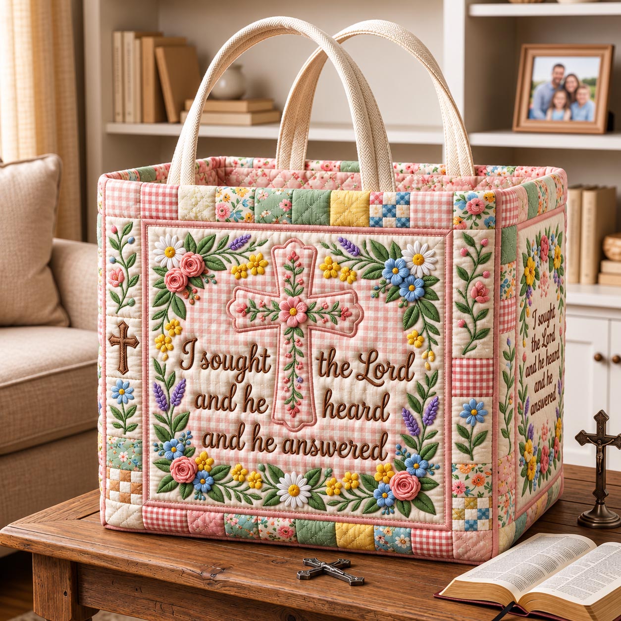 Trust In The Lord Quilted Storage Basket GFTOMA13449